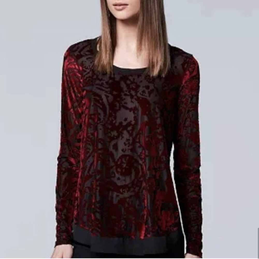 Elegant Red Velvet Women's Top